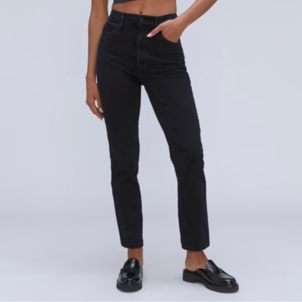 Everlane Womens High Waist Straight Jeans 29 Faded Black Denim Cotton